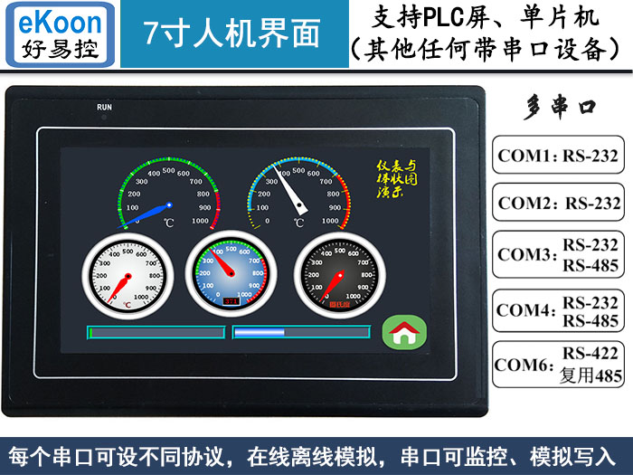 7寸HMI人機界面 超級串口屏