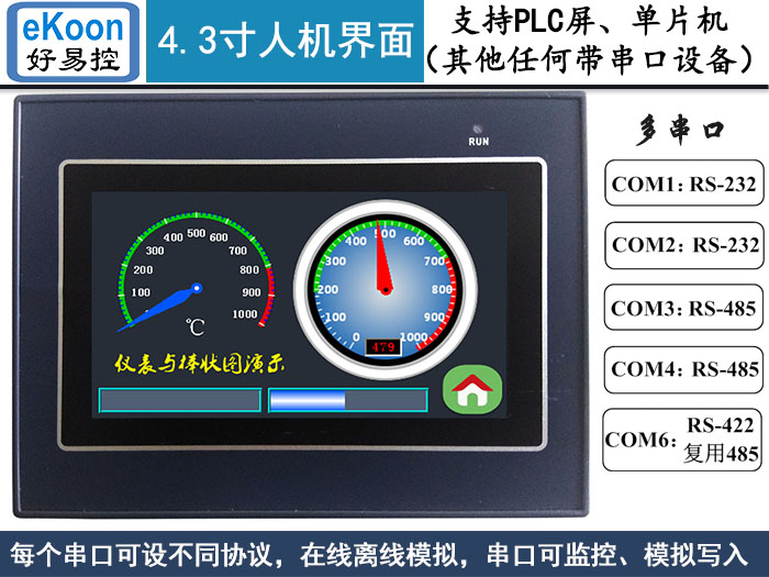 4.3寸HMI人機(jī)界面 超級串口屏